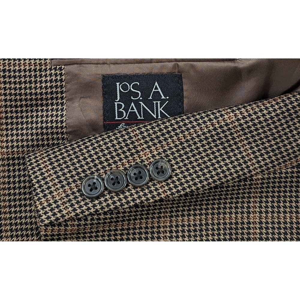 Jos. A. Bank Sig Blazer Sport Coat Sport Jacket Silk Camelhair 44L Houndstooth